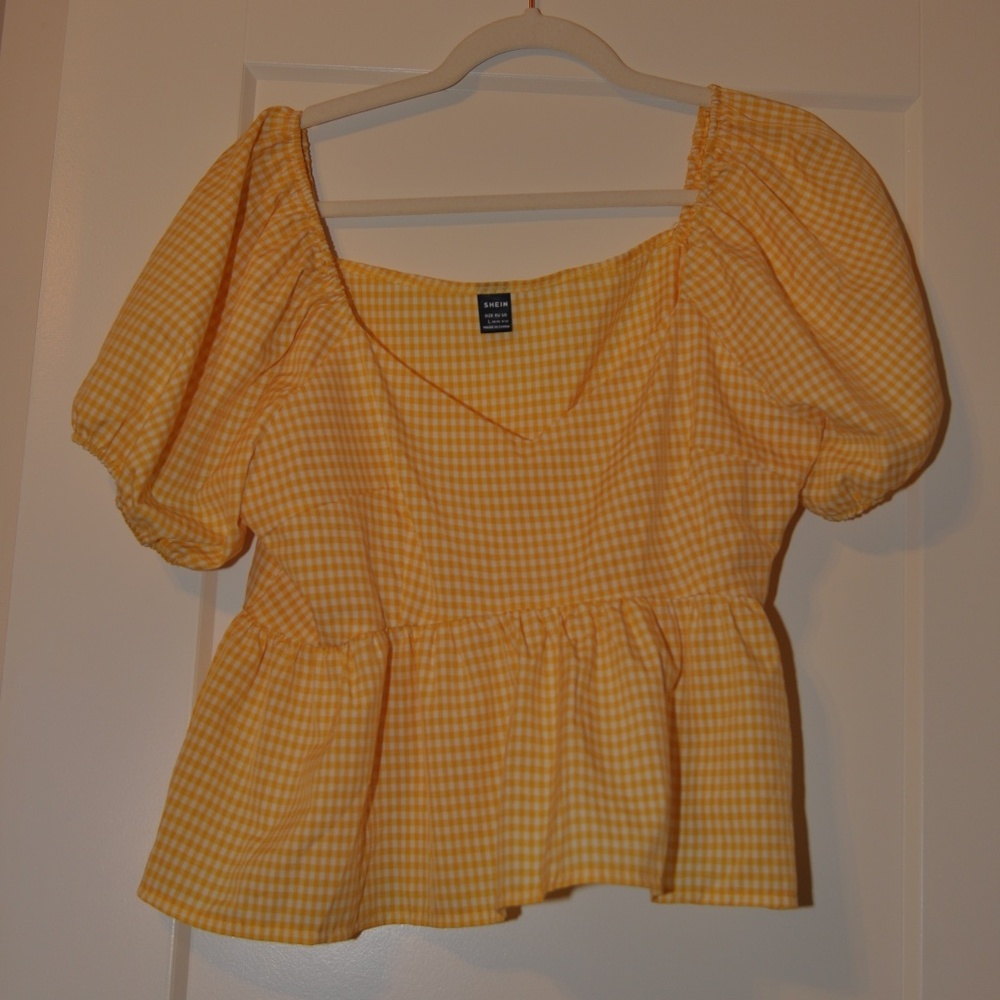 Yellow Gingham Blouse Size L